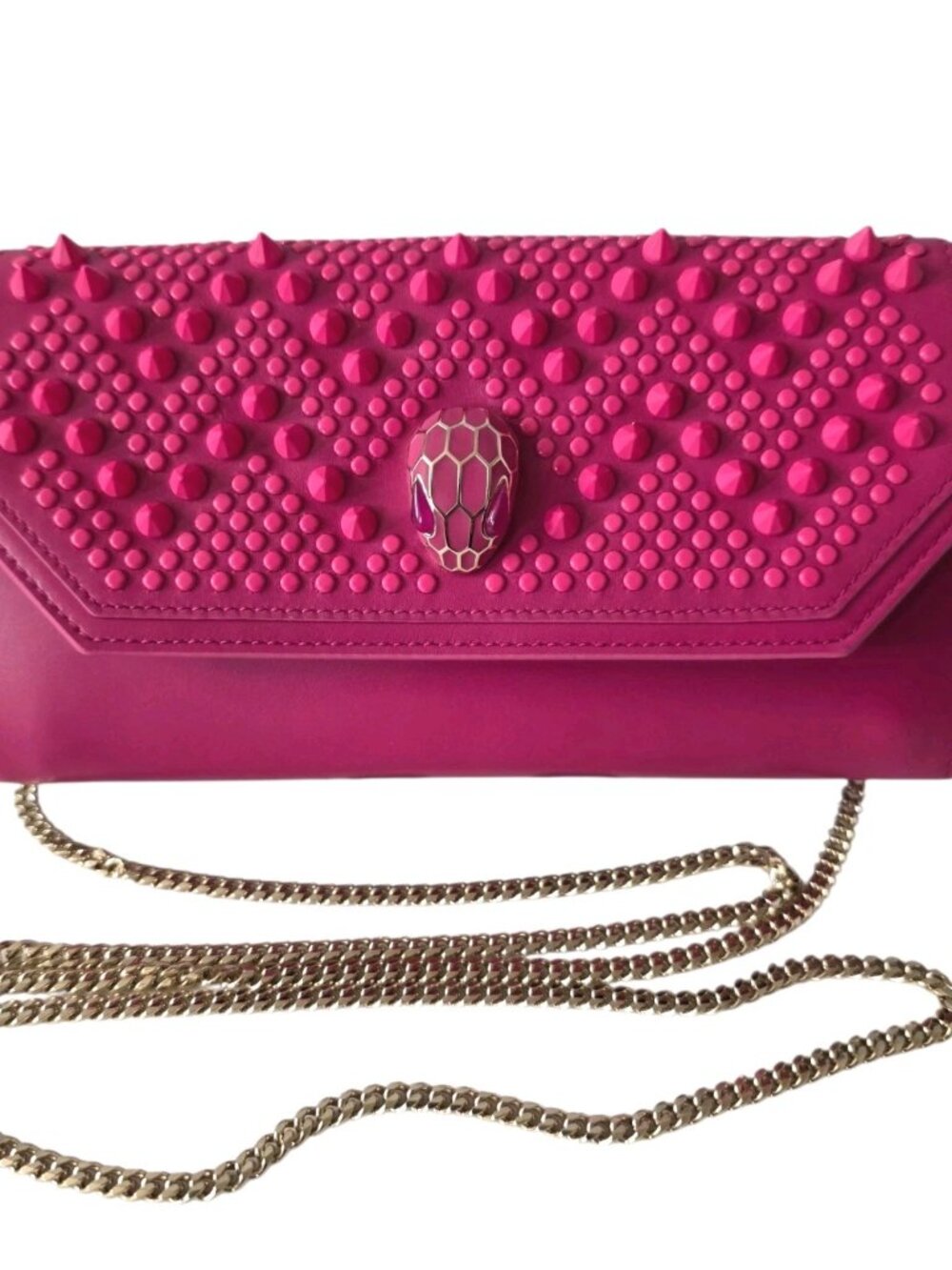 BVLGARI Serpenti Forever x Nicholas Kirkwood Studded Wallet On Chain – Pink